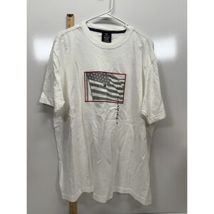 Tommy Hilfiger Flag Graphic T-Shirt Men's Large White 100% Cotton NWT